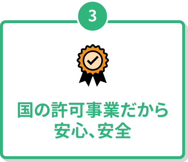 国の許可事業だから安心、安全